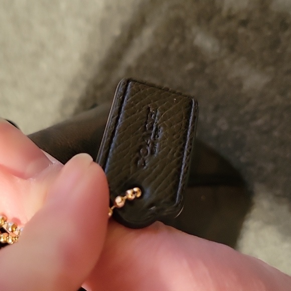 Coach set, mini bag & wristlet, saffiano leather, dark brn & blk signature C - Picture 8 of 14